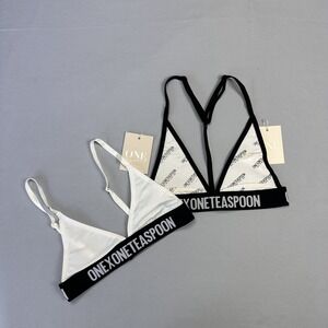 OneTeaspoon Bralette Women XXS AB Classic Signature T-Back Black‎ White XS Logo